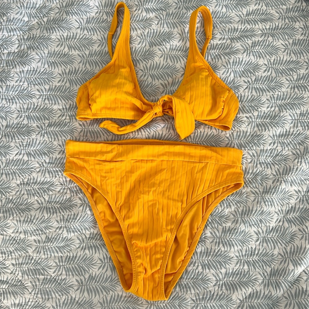 Large Yellow High Waisted Bikini Set